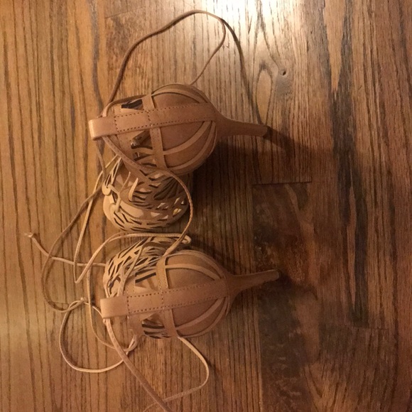 SCHUTZ Nude Lace Up Pumps - Picture 2 of 8